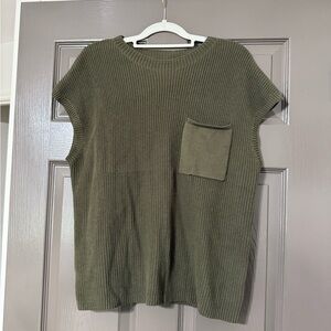 Olive Green Knit Sleeveless Top
